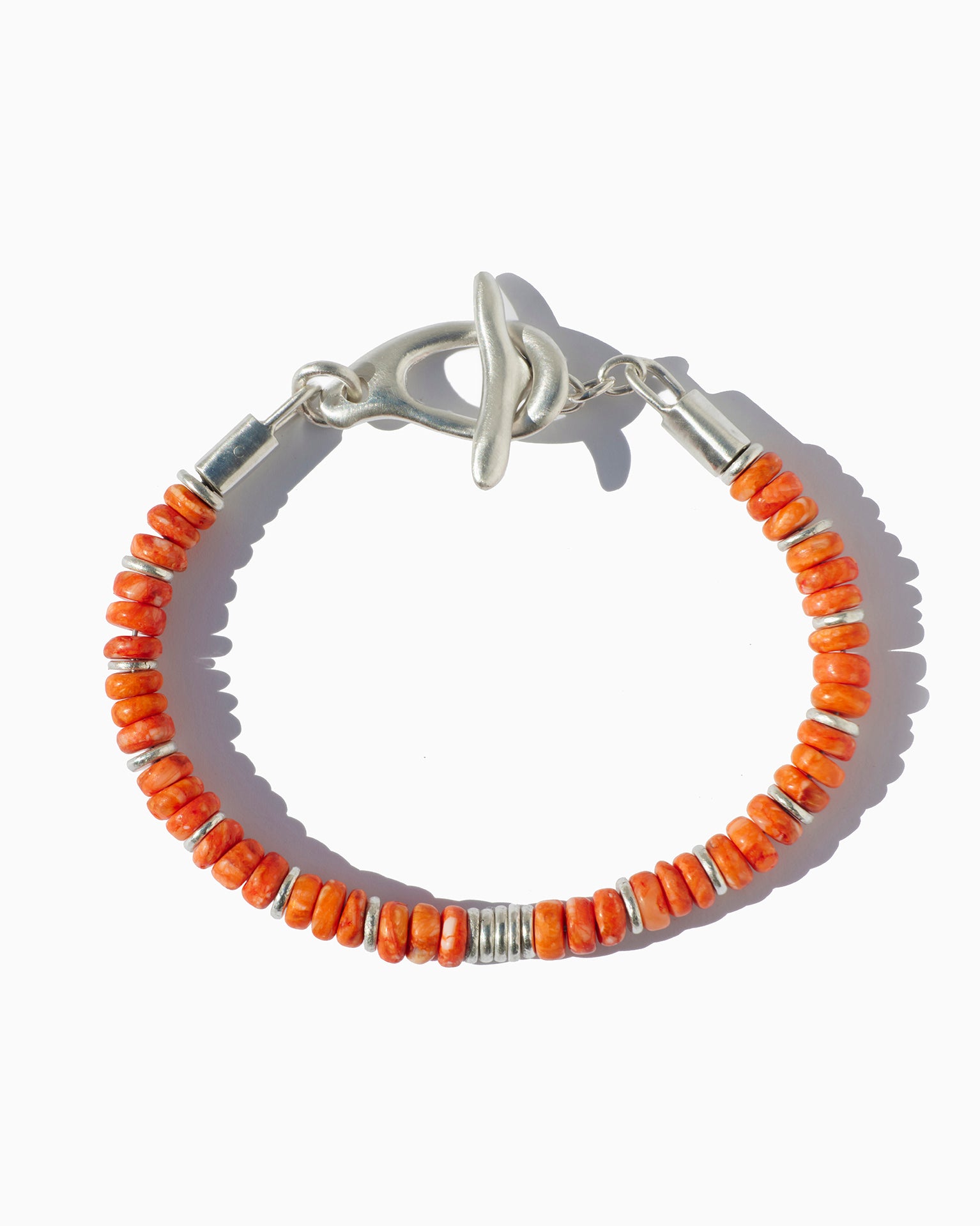 Silver Spiney Oyster Heishi Bracelet